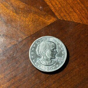 1980P Susan B Anthony Liberty FG - Frank Gasparro One Dollar Coin
